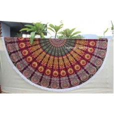Peacock Round Hippie Mandala trow Cotton Tapestry Beach Tapestries Wall Hanging   253815857169